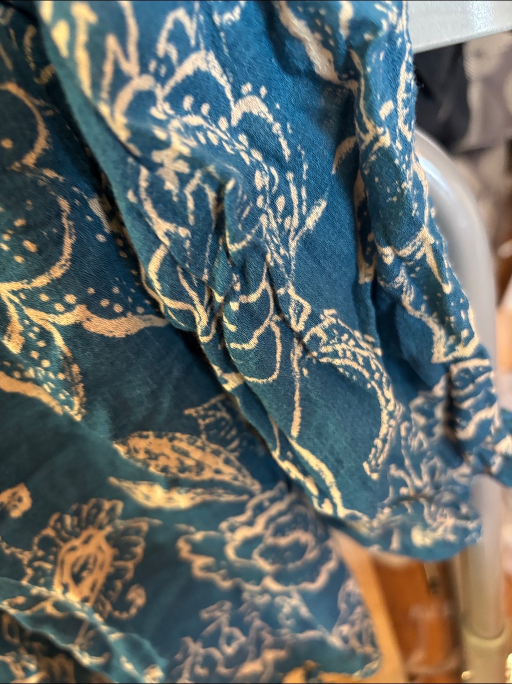 Lucky Brand Teal Floral Blouse Large - Picture 4 of 6